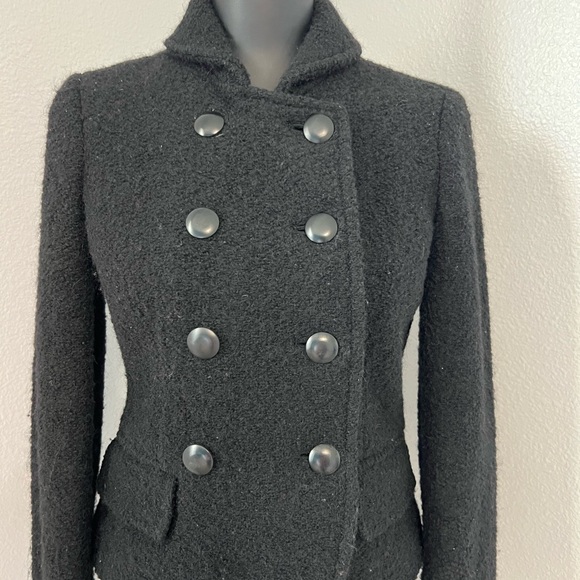 J. Crew Black Double-Breasted Boucle Pea Coat - Picture 2 of 4